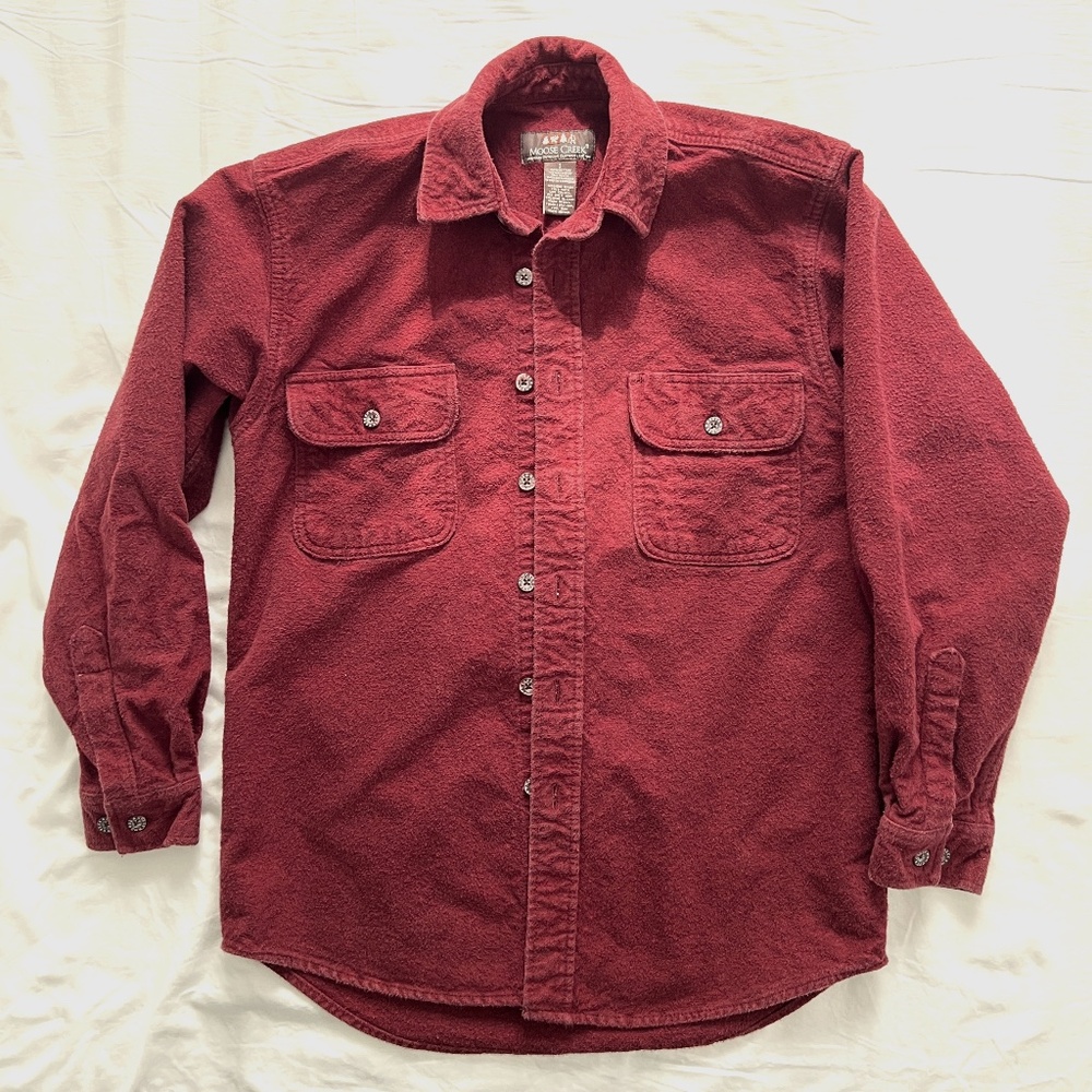 Moose Creek Heavy Flannel Button Shirt Maroon Red Men's Small